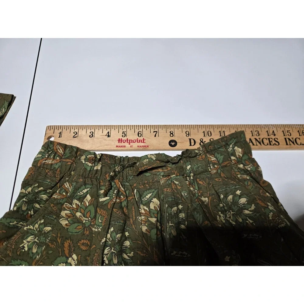 Tropical Floral‎ Cotton Shirt & Shorts Set Lizsport Women's S Olive Green